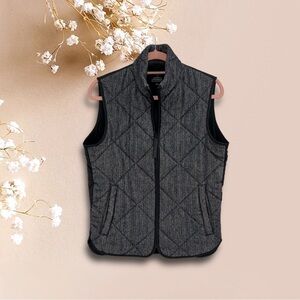 J. Crew Navy/Black Herringbone Quilted Vest, Womens Size XS